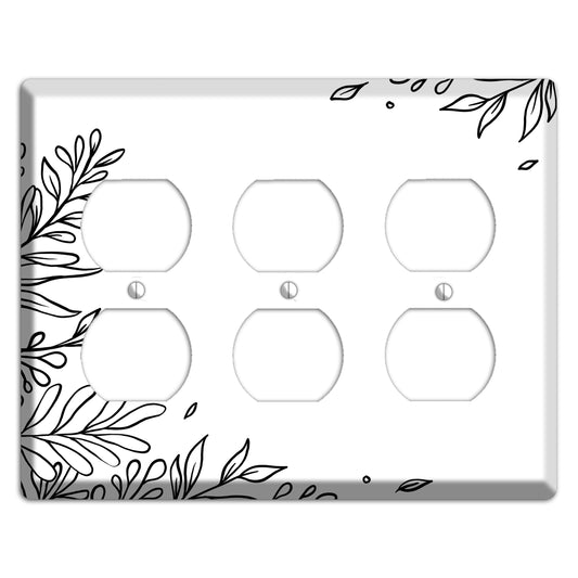 Hand-Drawn Floral 8 3 Duplex Wallplate