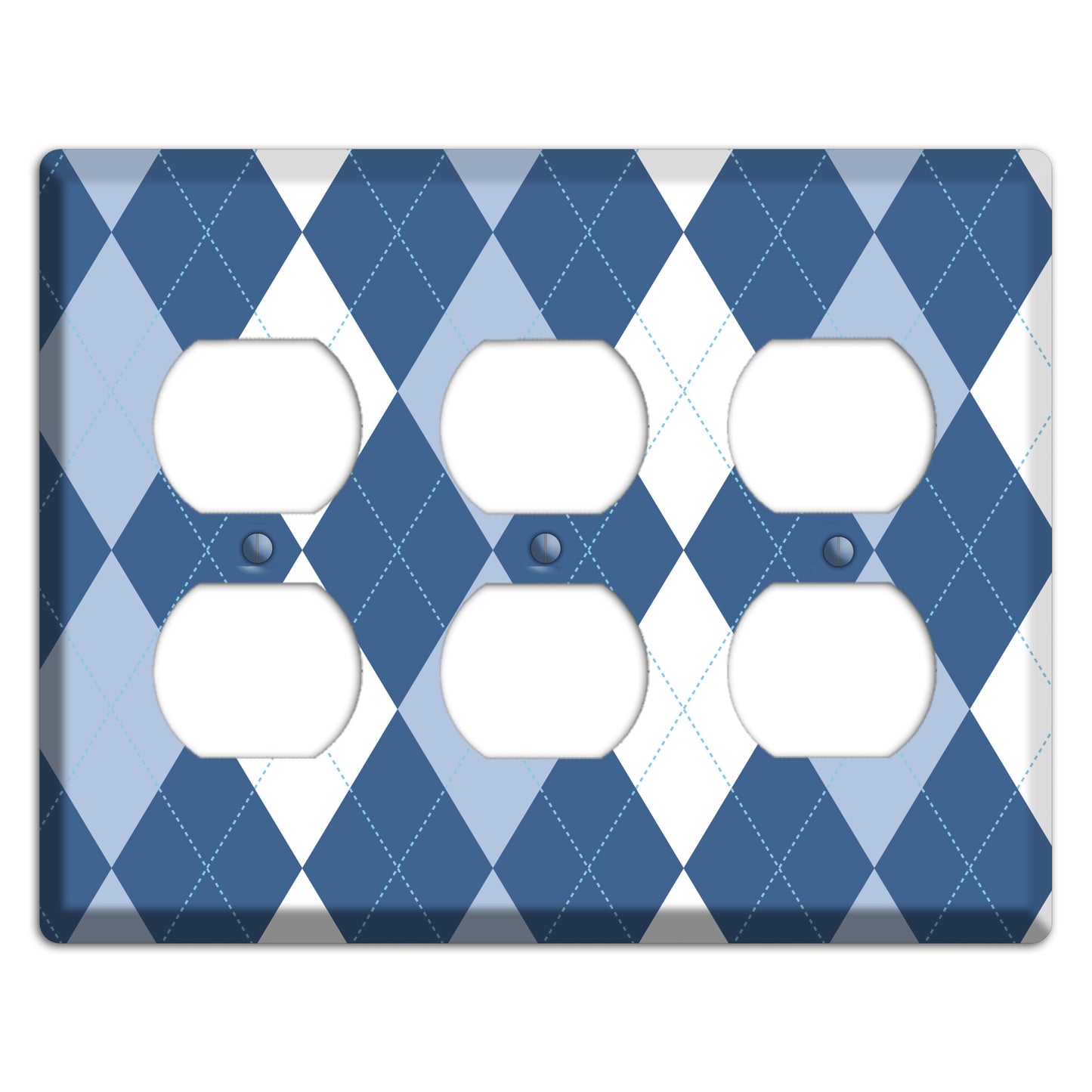 Blue Argyle 3 Duplex Wallplate