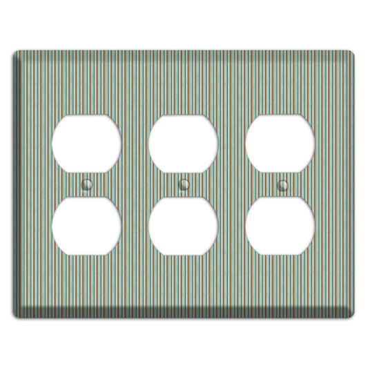 Multi Aqua Vertical Stripe 3 Duplex Wallplate