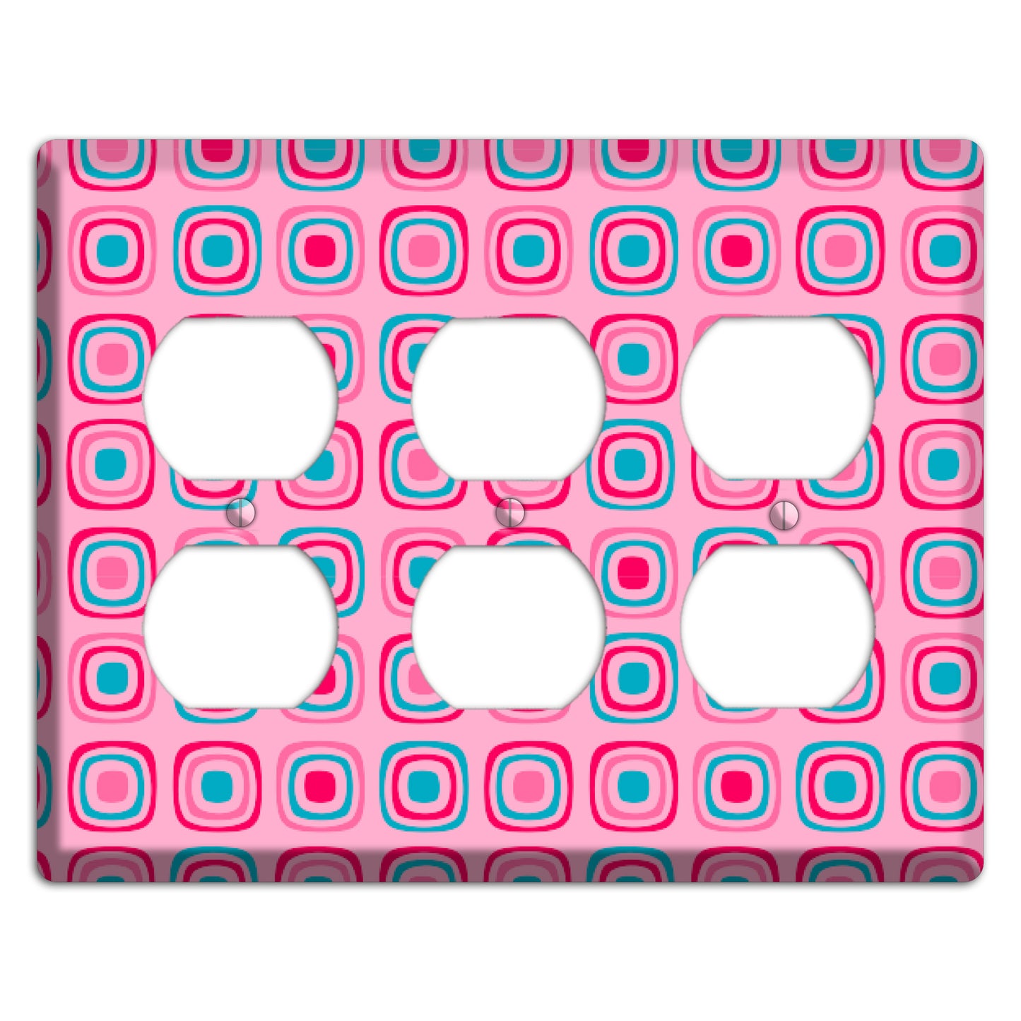 Pink and Blue Rounded Squares 3 Duplex Wallplate