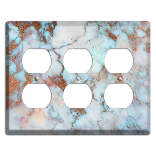 Regent St Blue Marble 3 Duplex Wallplate