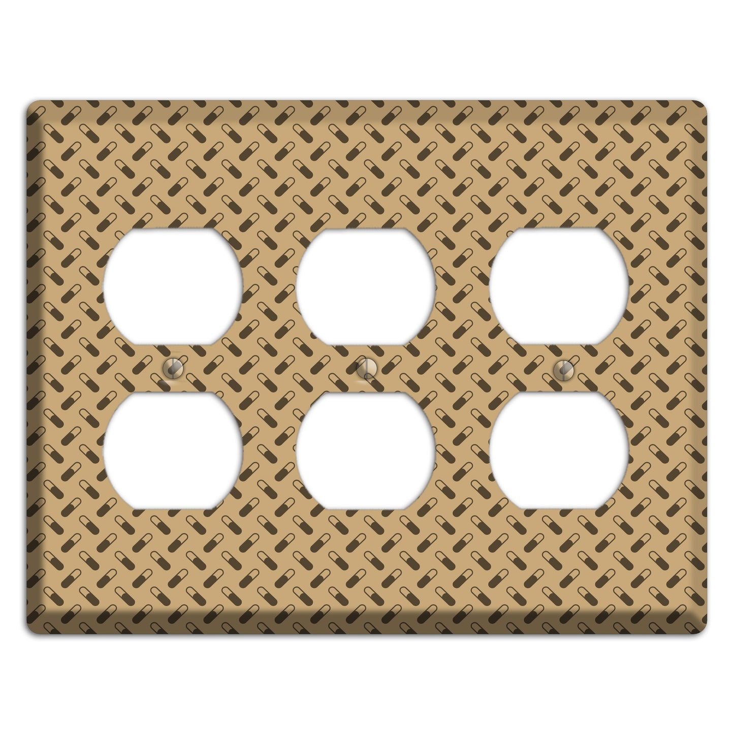 Beige with Brown Motif 3 Duplex Wallplate