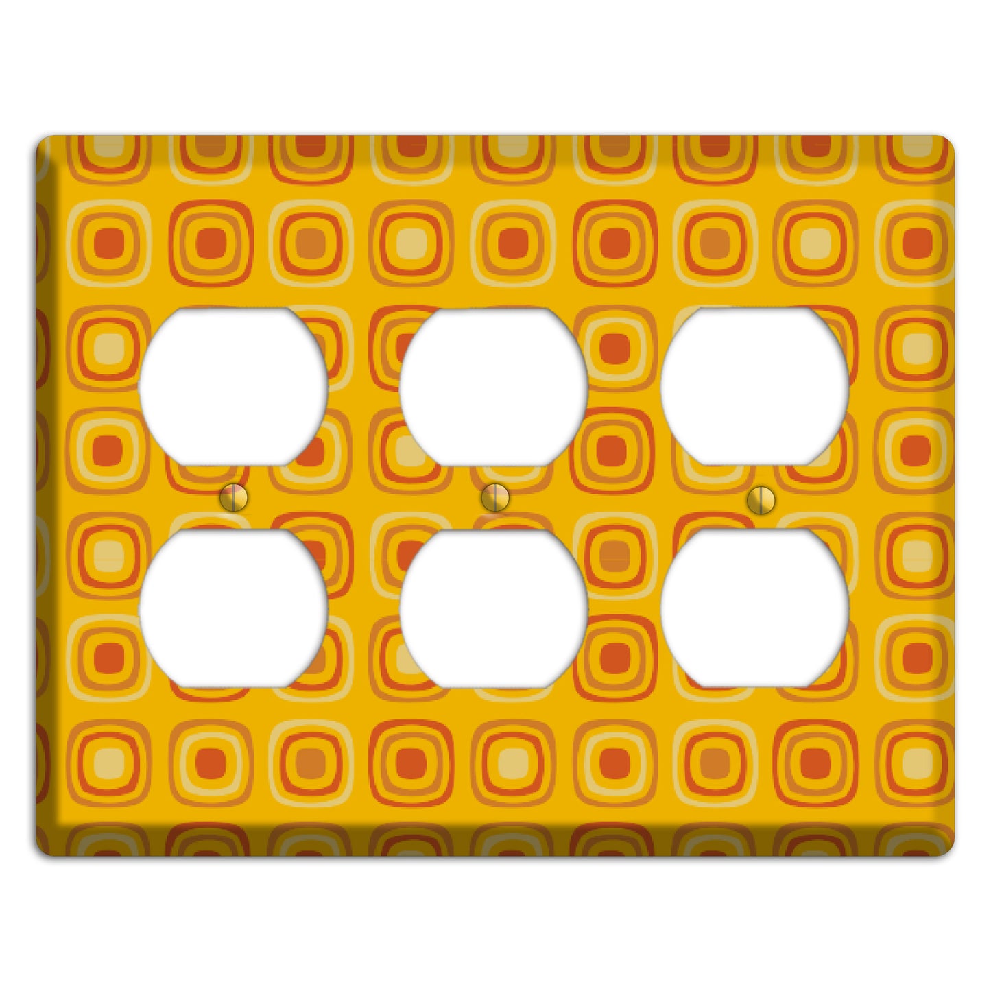 Multi Orange Red Retro Squares 3 Duplex Wallplate