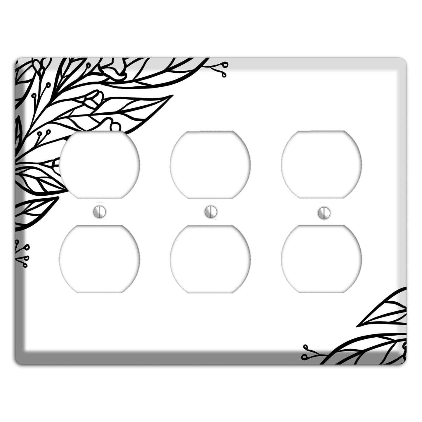 Hand-Drawn Floral 22 3 Duplex Wallplate