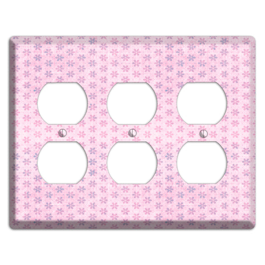 Pink Grunge Floral Contour 3 Duplex Wallplate