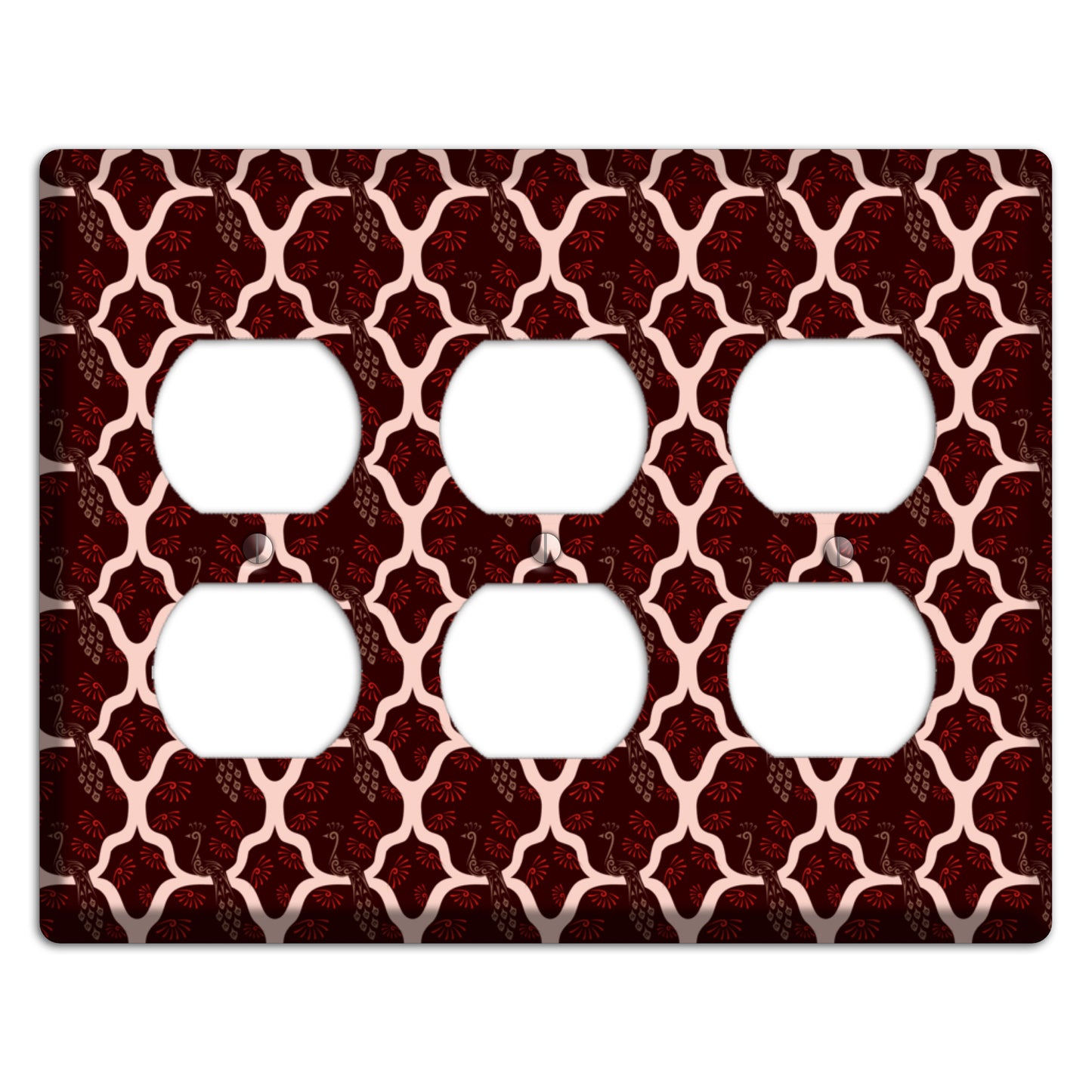 Dark Quatrefoil Peacock 3 Duplex Wallplate