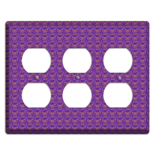 Purple with Pink Bows 3 Duplex Wallplate