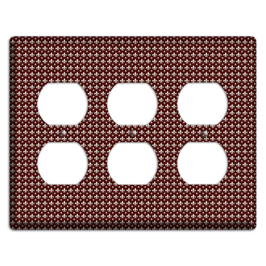 Brown Fleur de Lis 3 Duplex Wallplate