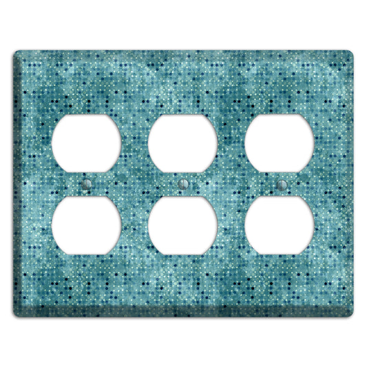 Turquoise Grunge Small Tile 3 Duplex Wallplate