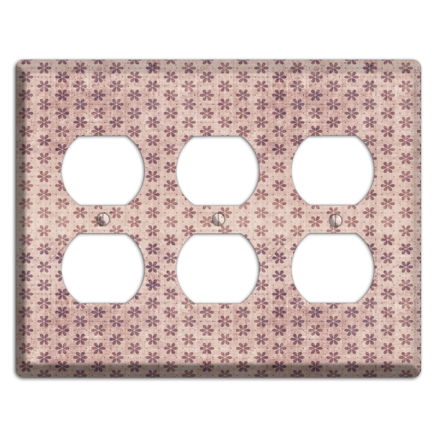 Dusty Pink Grunge Floral Contour 3 Duplex Wallplate