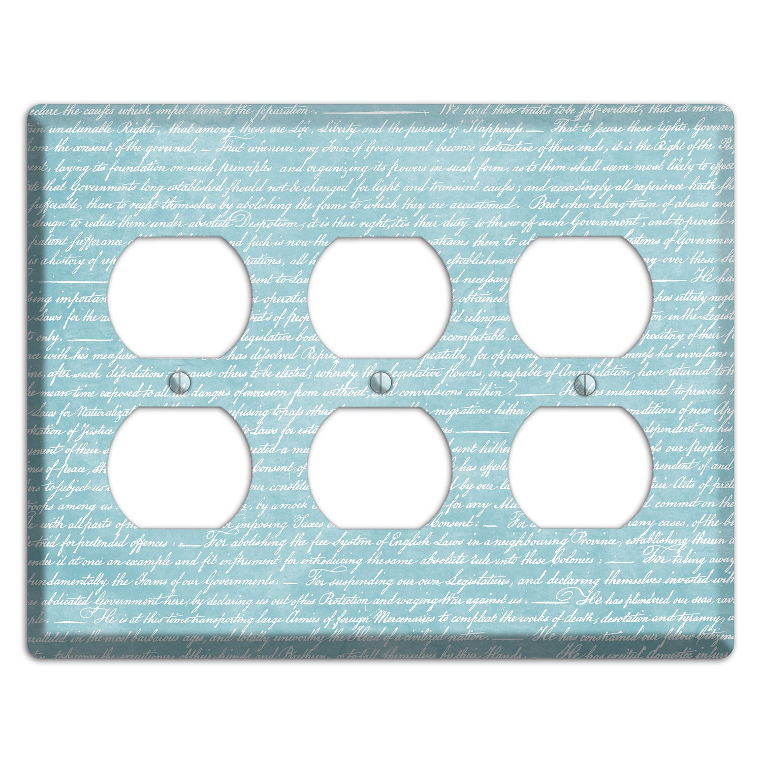 Blue Stained Script 3 Duplex Wallplate