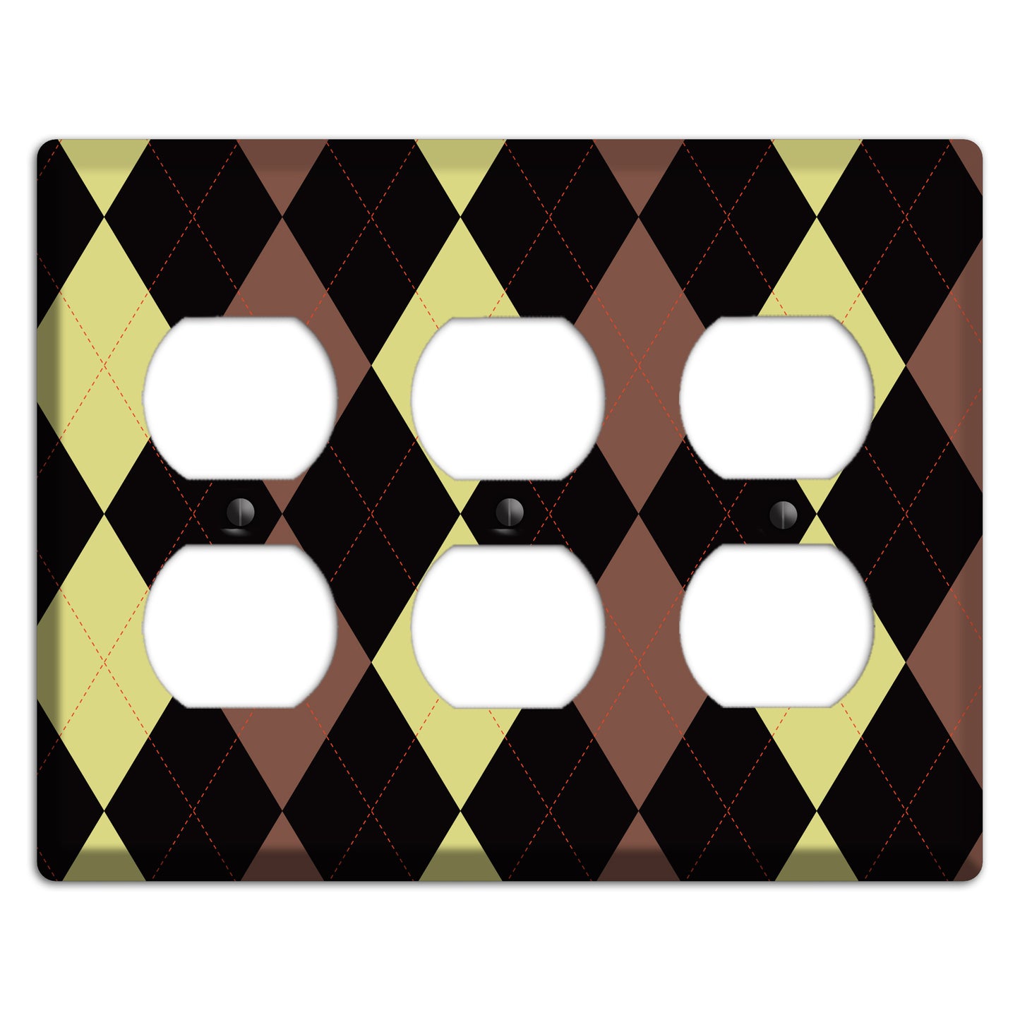 Yellow and Brown Argyle 3 Duplex Wallplate