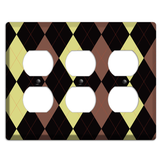 Yellow and Brown Argyle 3 Duplex Wallplate