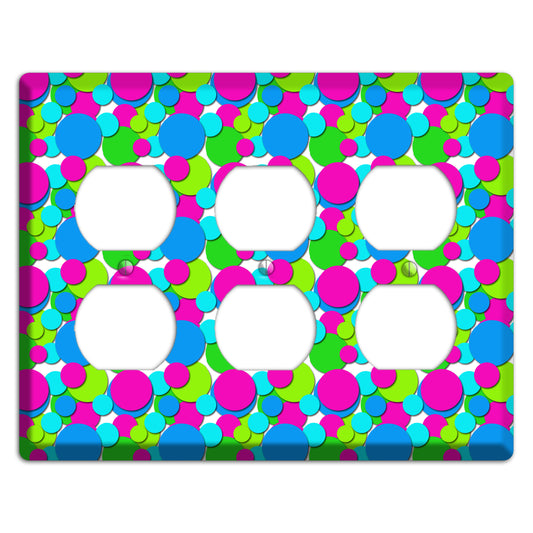 Fuschia Lime Blue Bubble Dots 3 Duplex Wallplate