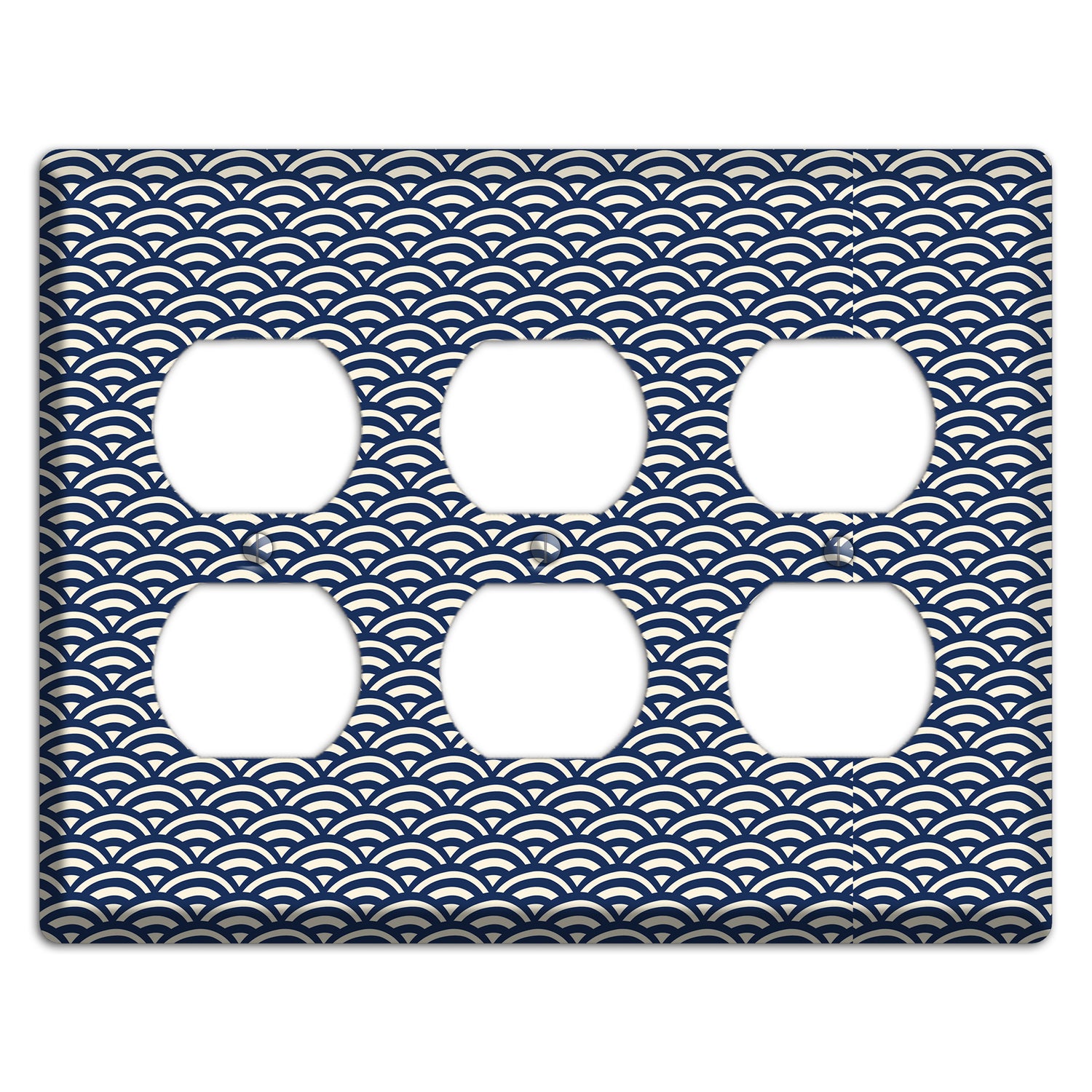 Navy Scallop Print 3 Duplex Wallplate