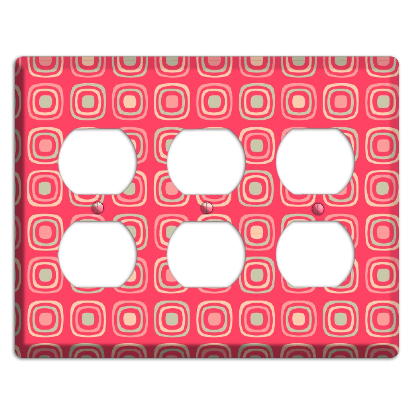 Multo Pink Retro Squares 3 Duplex Wallplate