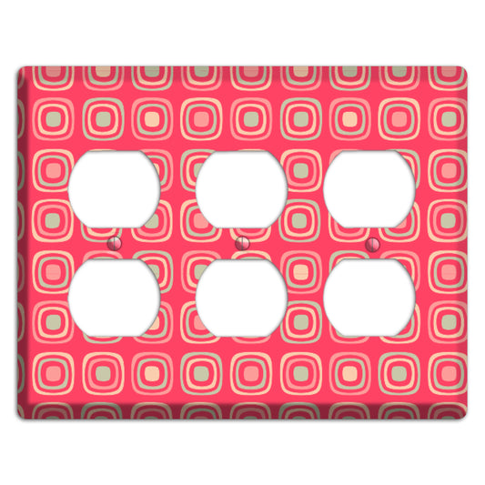 Multo Pink Retro Squares 3 Duplex Wallplate