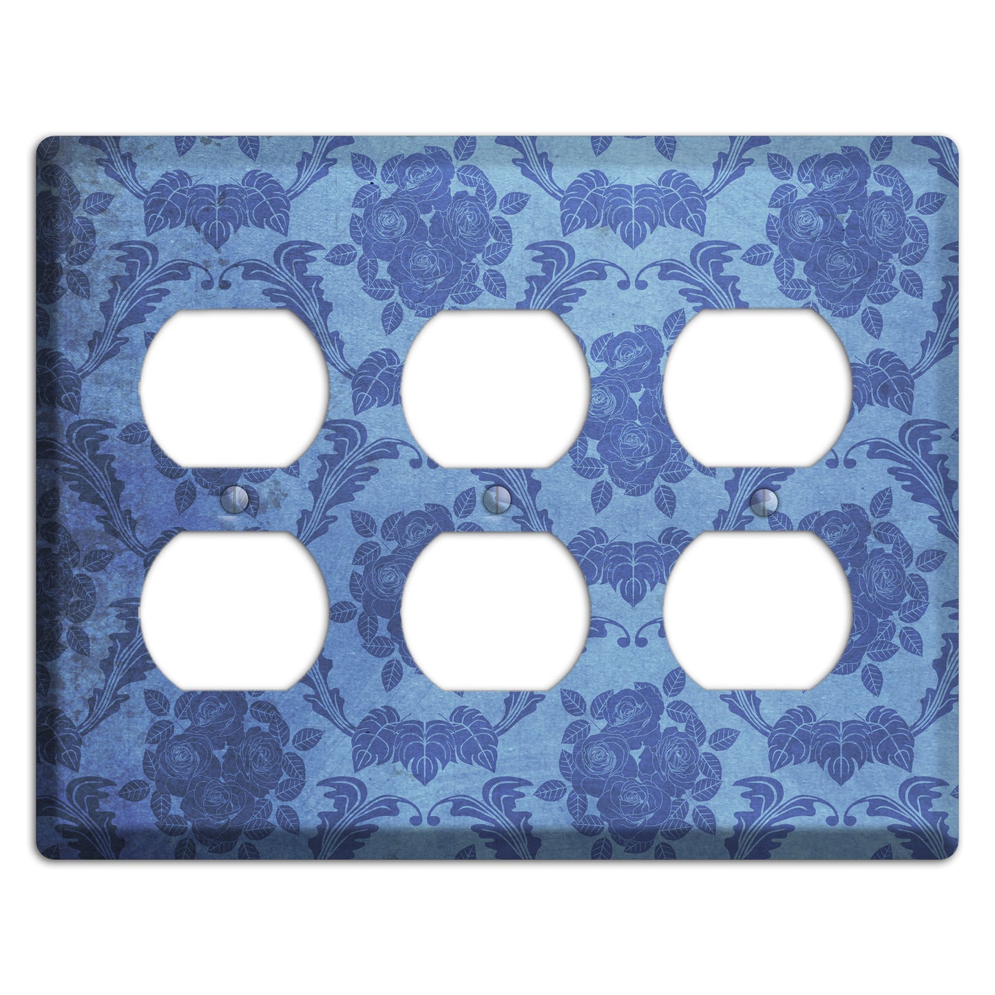 Polo Blue Vintage Rose Damask 3 Duplex Wallplate