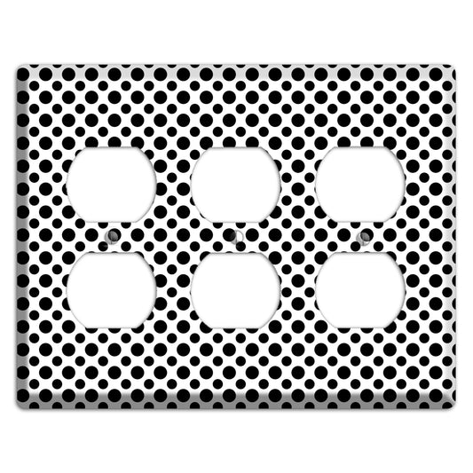 White with Black Multi Small Polka Dots 3 Duplex Wallplate