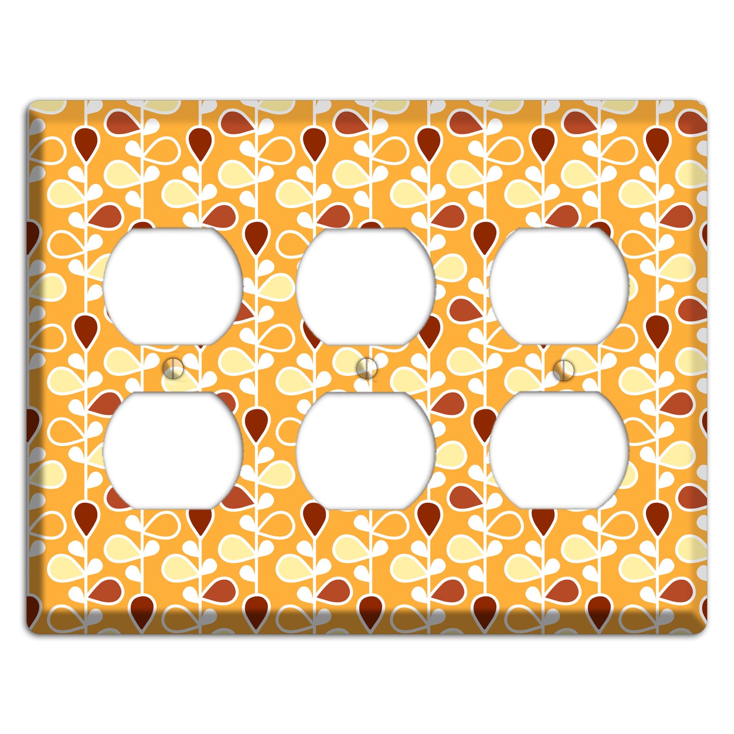 Orange with Yellow and Red Drop and Vine 3 Duplex Wallplate