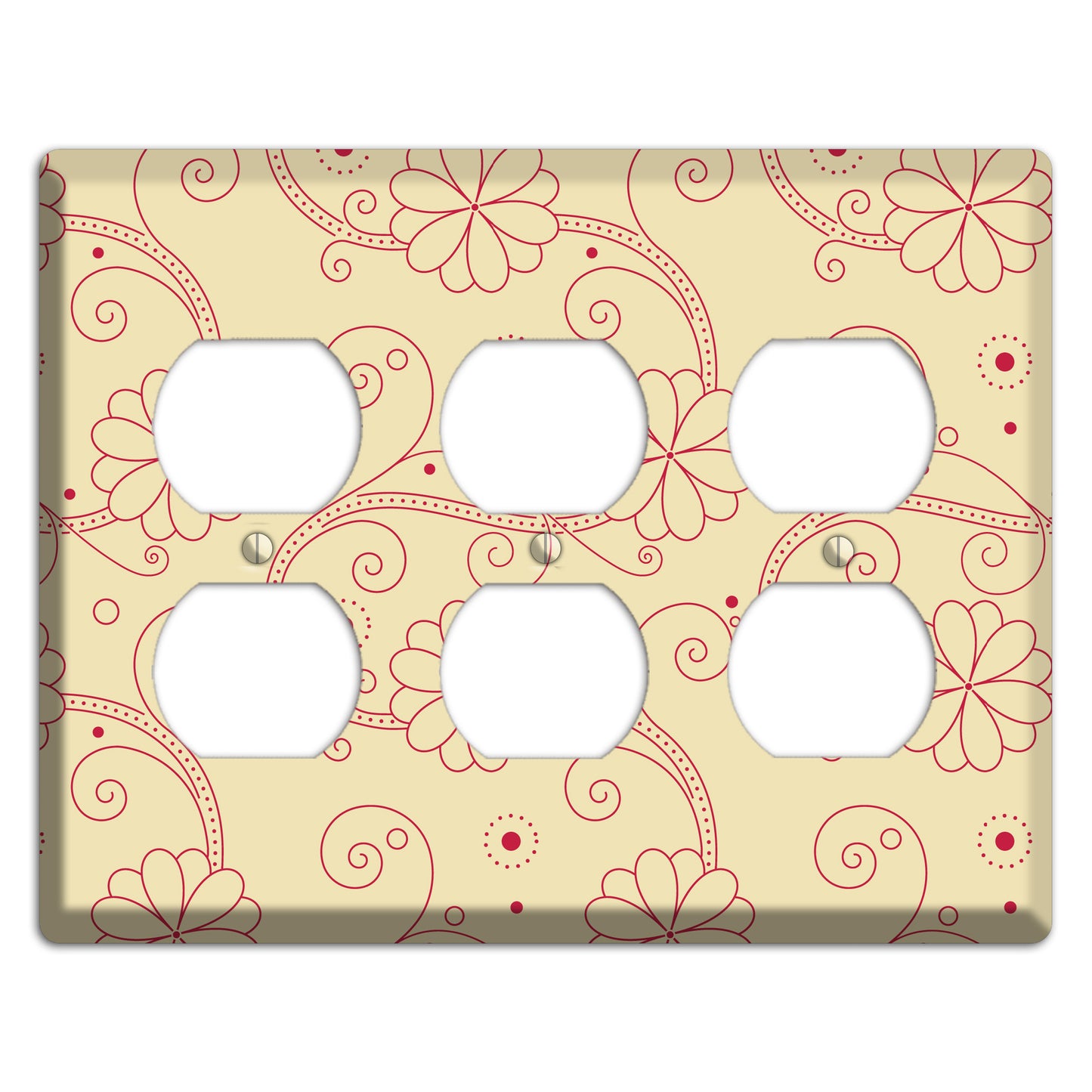 Off White Floral Swirl 3 Duplex Wallplate