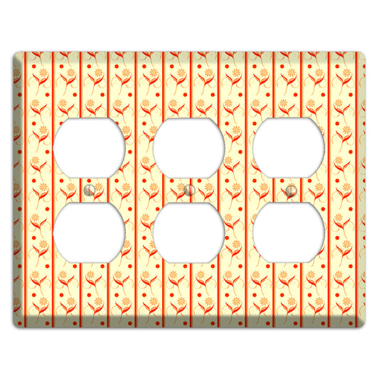 Yellow Floral Pattern 3 Duplex Wallplate