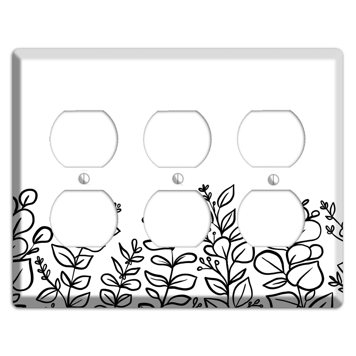 Hand-Drawn Floral 13 3 Duplex Wallplate