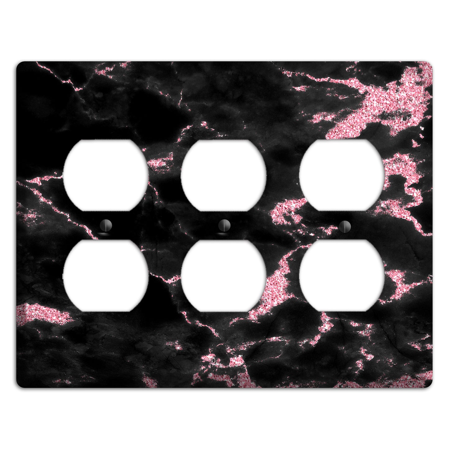 Petite Orchid and Black Marble 3 Duplex Wallplate