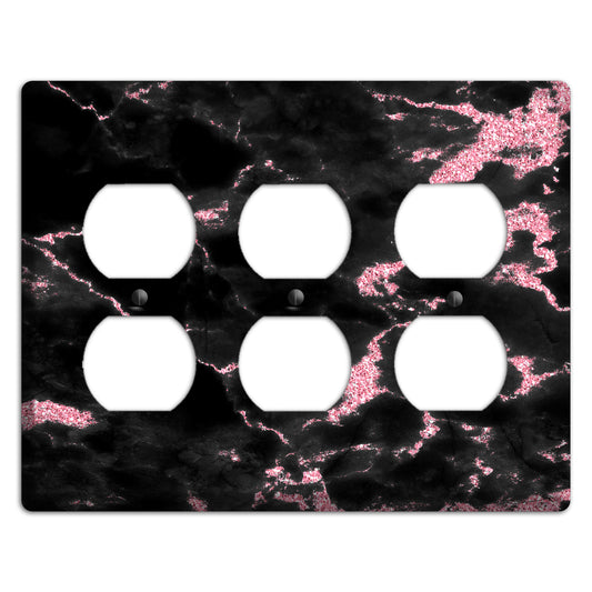 Petite Orchid and Black Marble 3 Duplex Wallplate