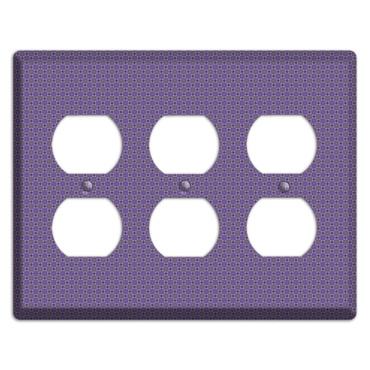 Multi Purple Tiled 3 Duplex Wallplate