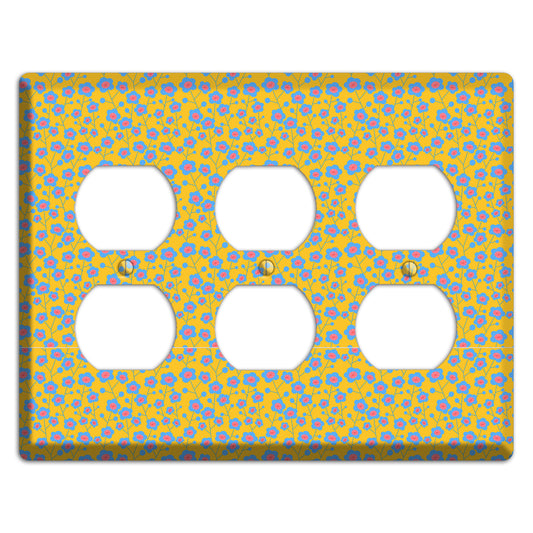 Yellow Blue Pink Calico 3 Duplex Wallplate