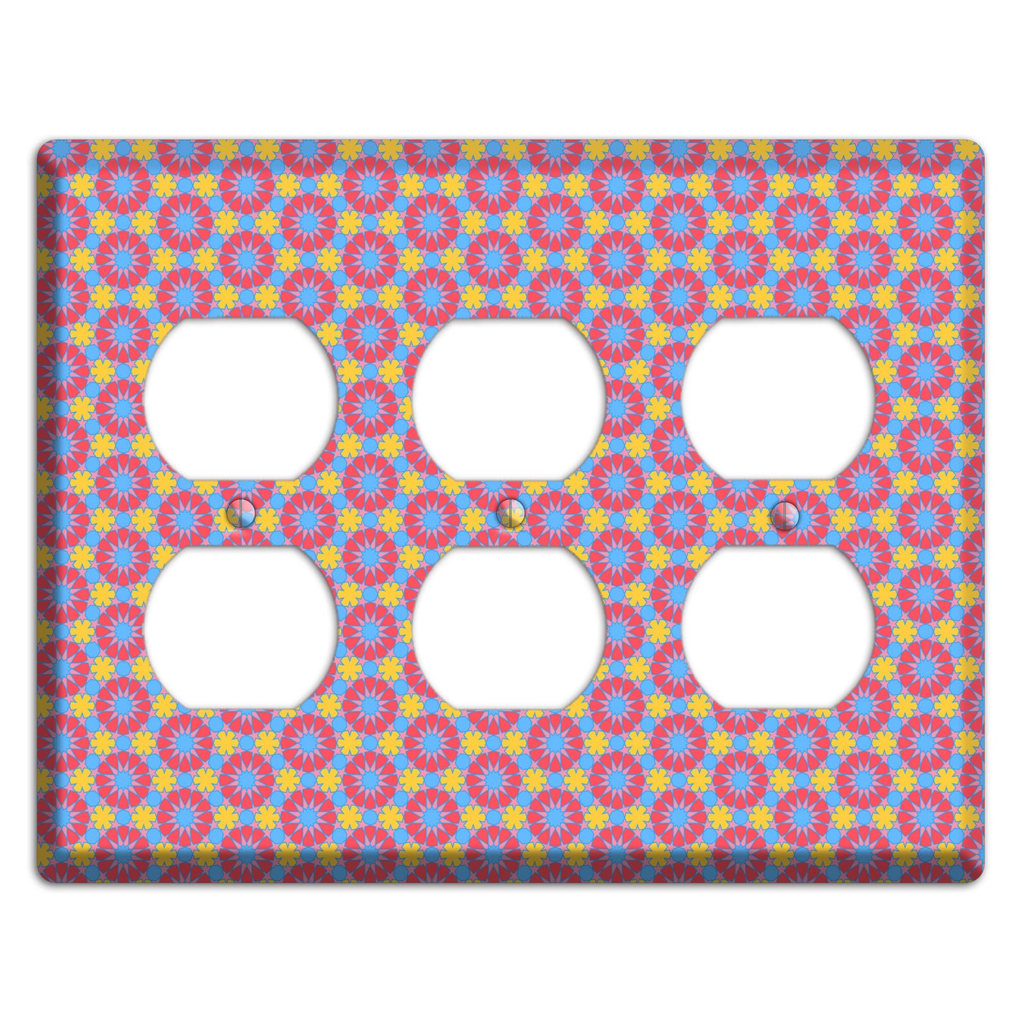 Fuschia Blue Yellow Foulard 3 Duplex Wallplate