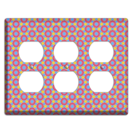 Fuschia Blue Yellow Foulard 3 Duplex Wallplate