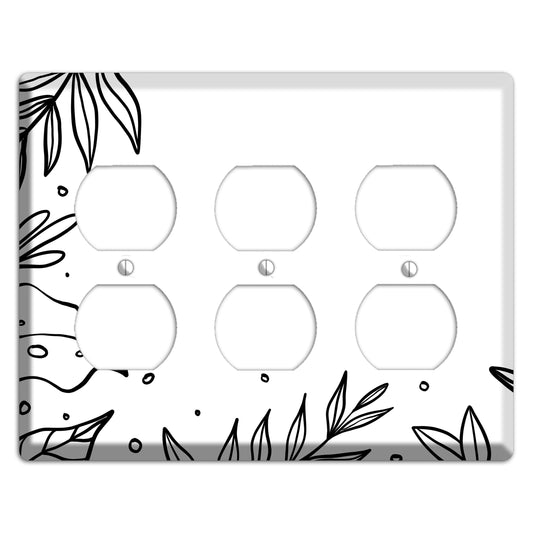 Hand-Drawn Floral 14 3 Duplex Wallplate