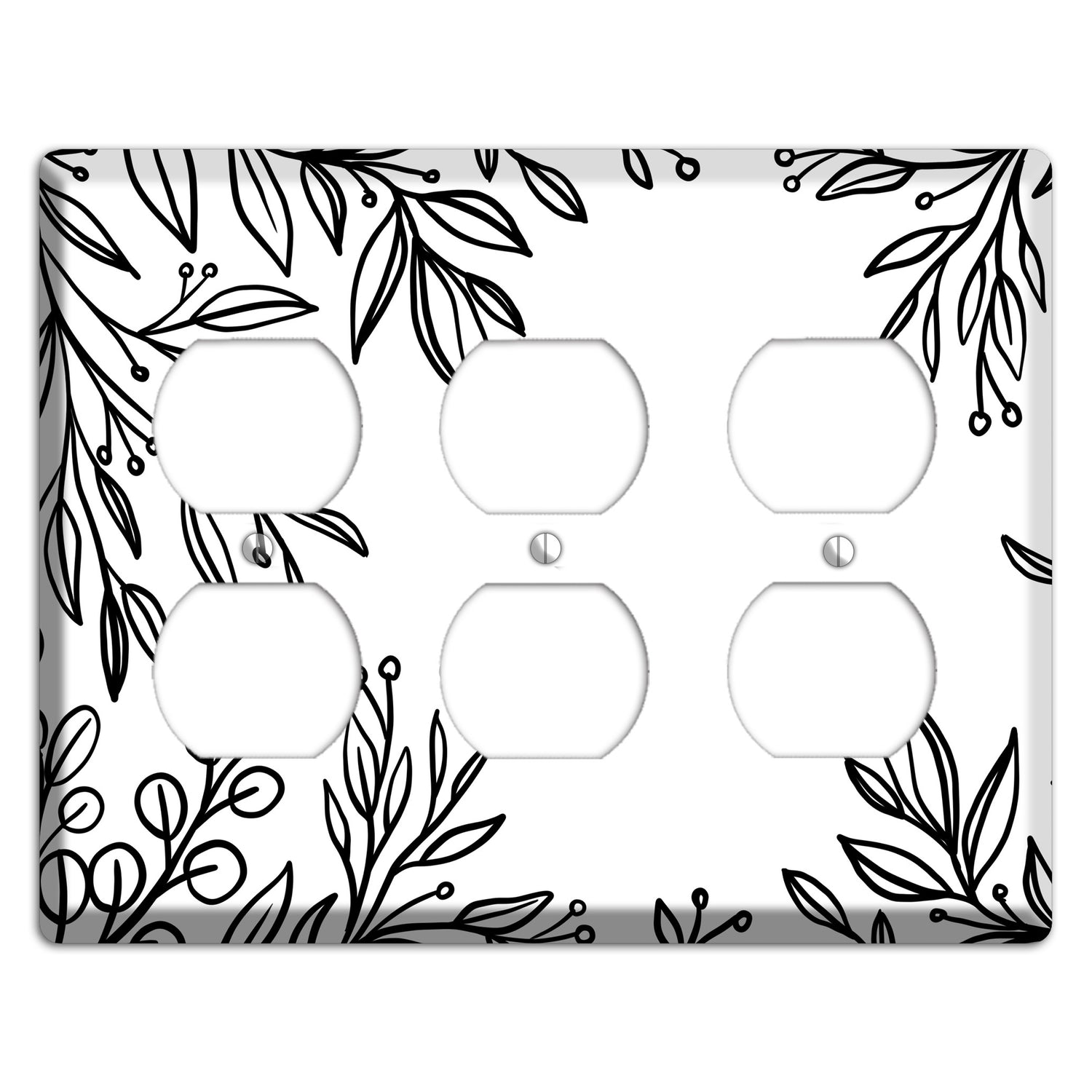 Hand-Drawn Floral 1 3 Duplex Wallplate