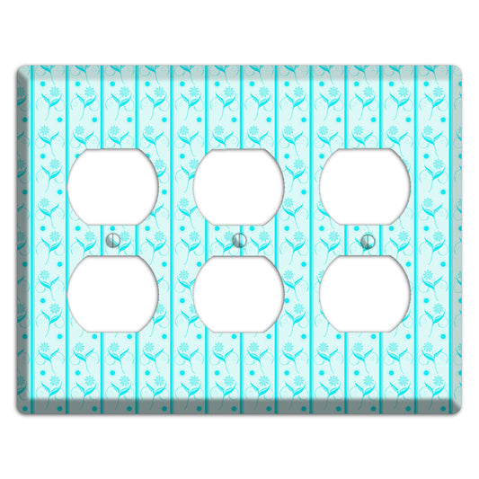 Teal Floral Pattern 3 Duplex Wallplate