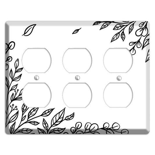 Hand-Drawn Floral 21 3 Duplex Wallplate