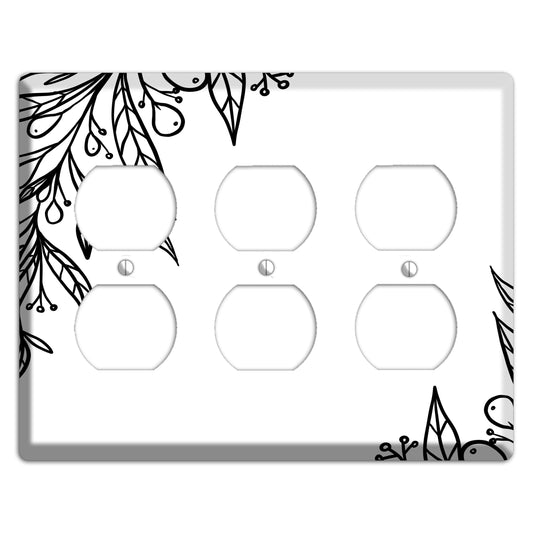 Hand-Drawn Floral 23 3 Duplex Wallplate