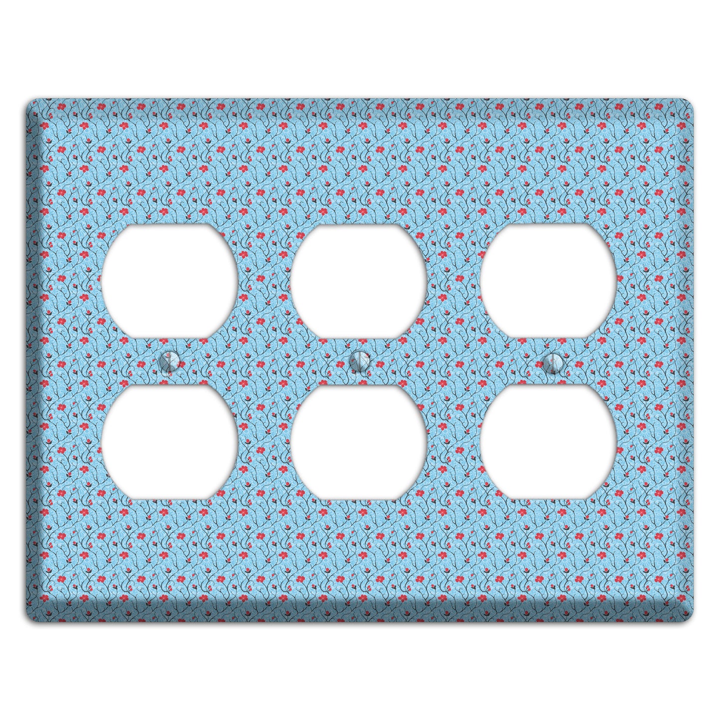 Light Blue Calico 3 Duplex Wallplate