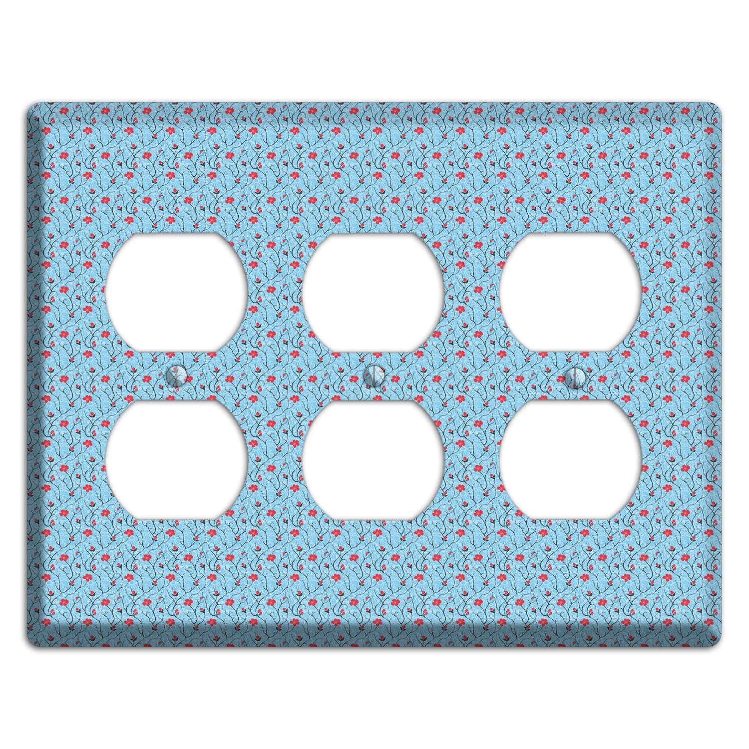 Light Blue Calico 3 Duplex Wallplate