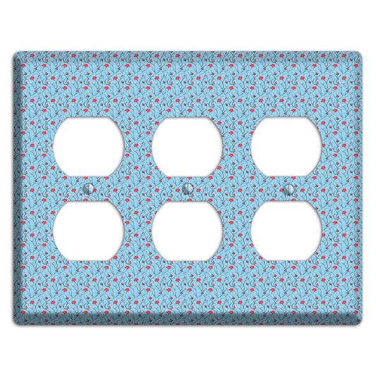 Light Blue Calico 3 Duplex Wallplate