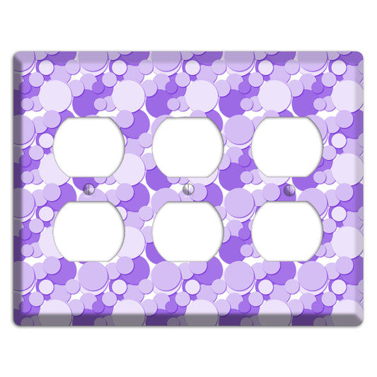 Multi Purple Bubble Dots 3 Duplex Wallplate