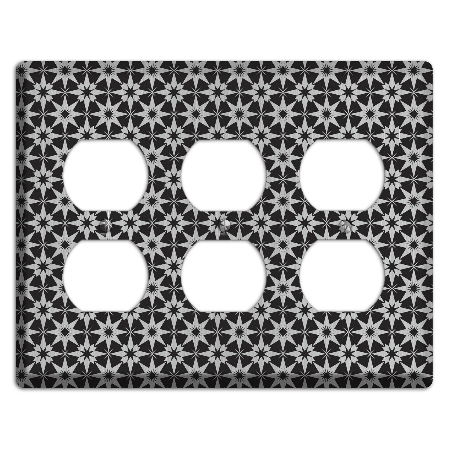 Black with Stainless Foulard 3 Duplex Wallplate