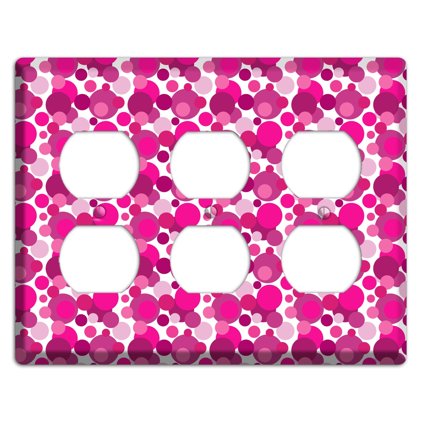 Multi Fuschia Bubble Dots 3 Duplex Wallplate