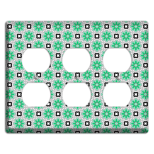 Green and Black Foulard 3 Duplex Wallplate