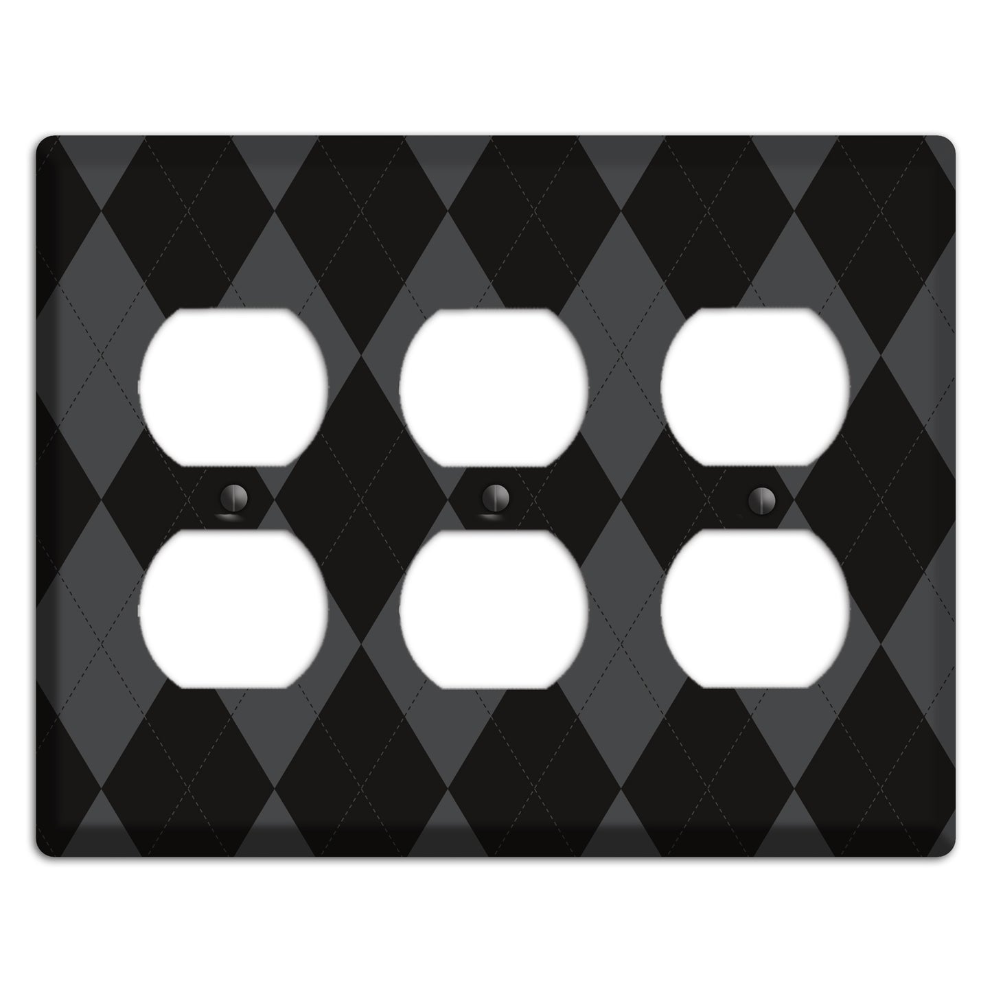 Black and Grey Argyle 3 Duplex Wallplate