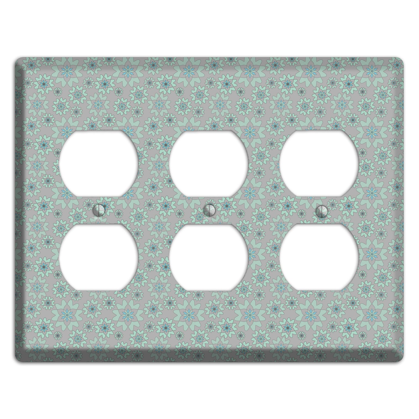 Grey with Tiny Aqua Retro Suzani 2 3 Duplex Wallplate