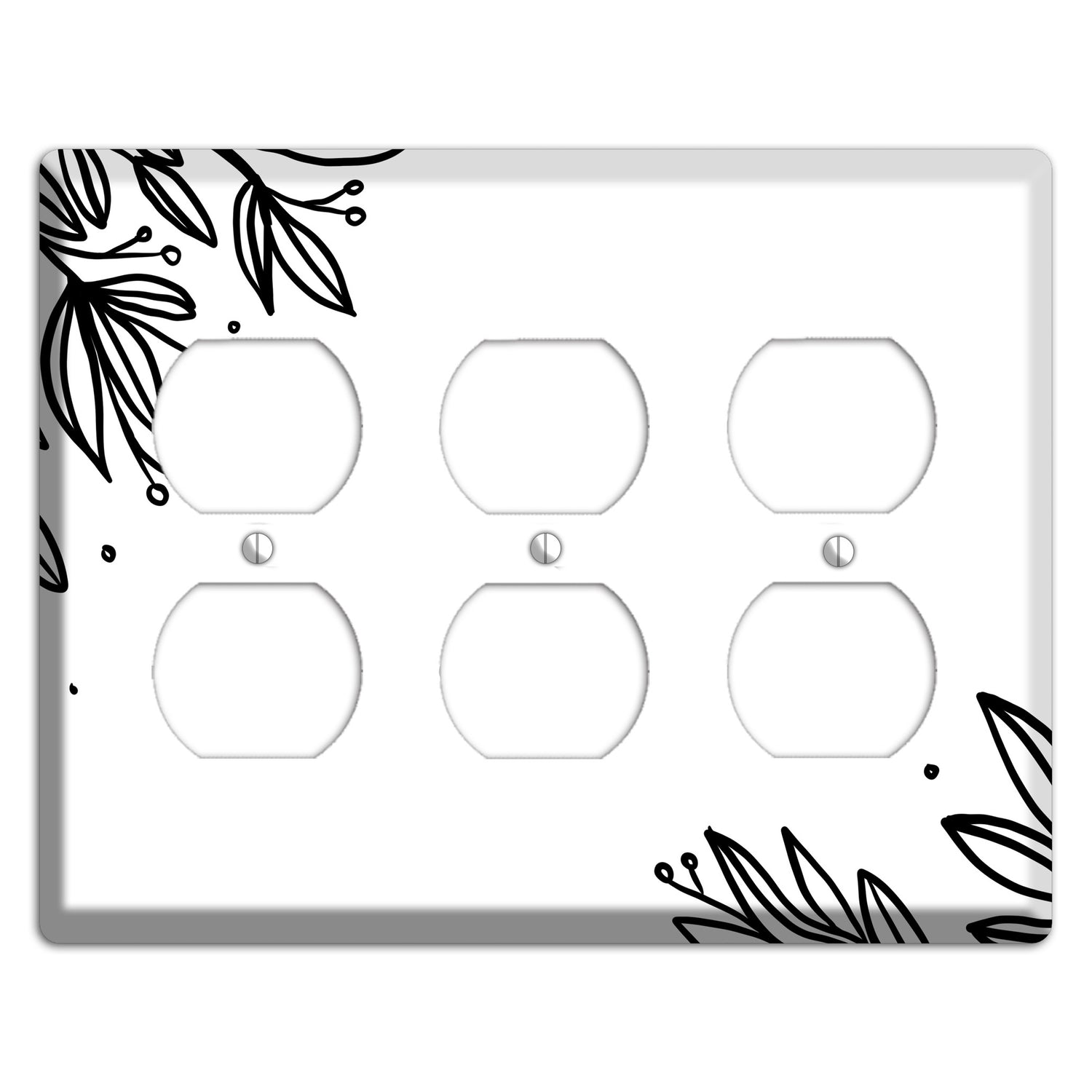 Hand-Drawn Floral 9 3 Duplex Wallplate