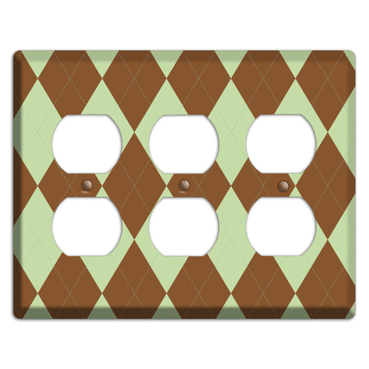 Brown Argyle 3 Duplex Wallplate