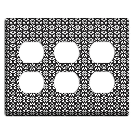 White with Black Arabesque 3 Duplex Wallplate